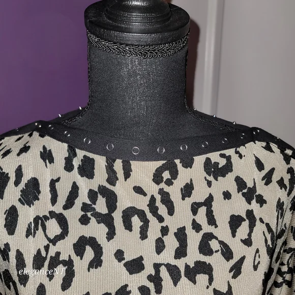 Janette Plus Black and Cream Animal Print Long Sleeve Dress Sz: 2X - Picture 10 of 10